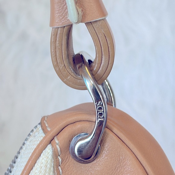 EUC TODS leather suede & canvas hobo shoulder bag - Picture 6 of 15